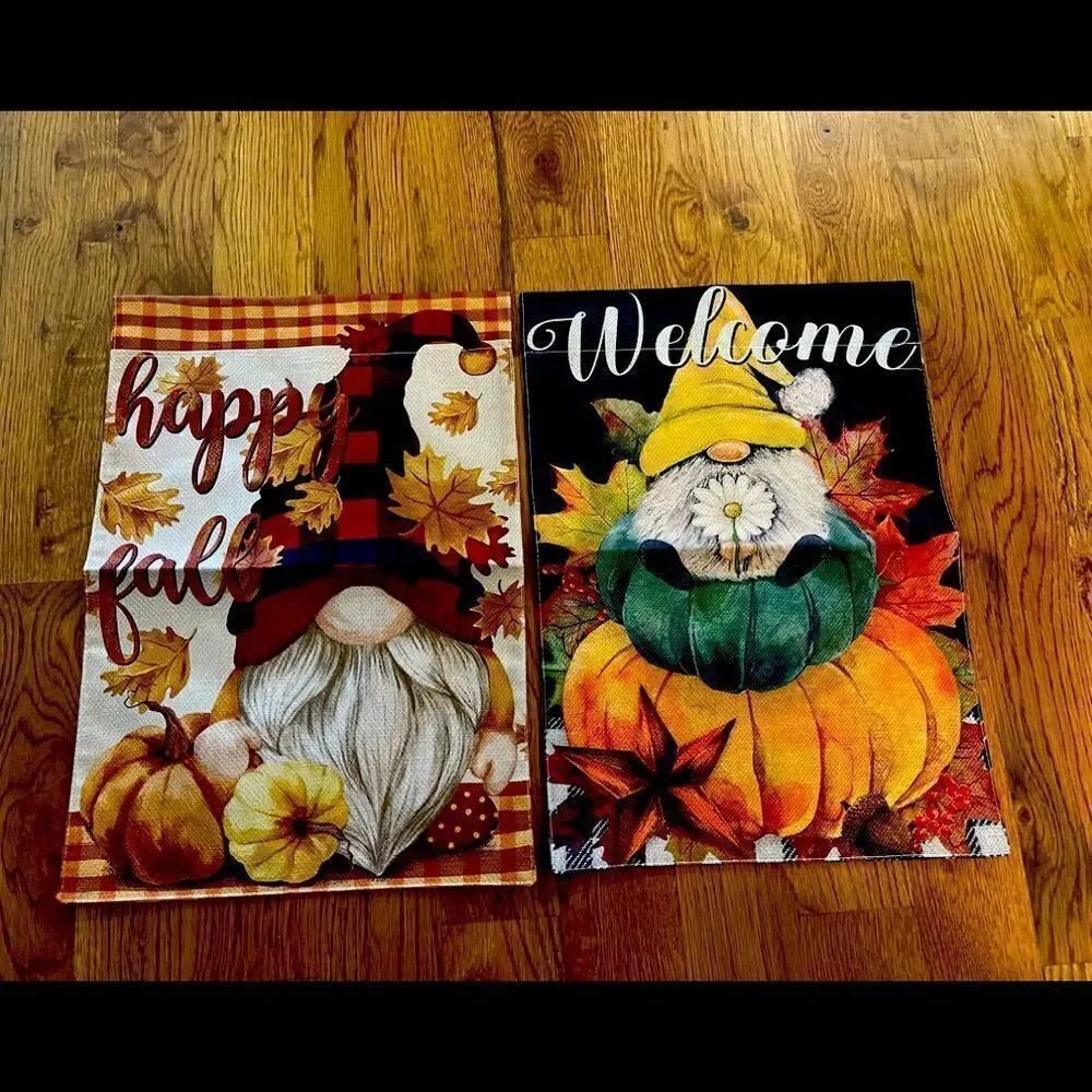 Gnome Garden Flags set of 2 NWT